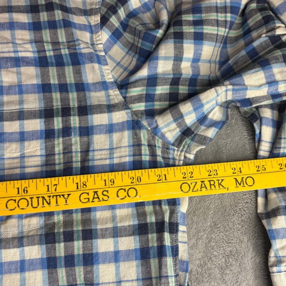 J.Crew shirt Mens L Blue Plaid Slim Fit Homespun Cotton C8198 Long Sleeve